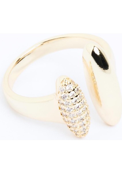 Altın Rengi Geometrik Figürlü Parlak Taşlı Modern Yüzük fiyatları