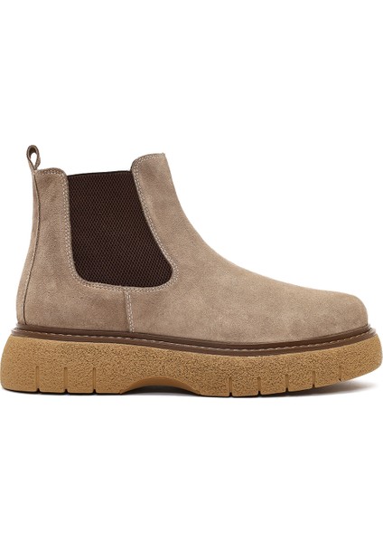 Erkek Vizon Kalın Tabanlı Süet Deri Chelsea Bot 25WFD650210