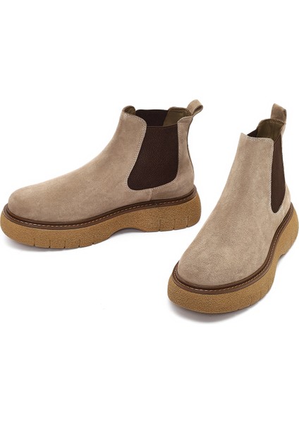 Erkek Vizon Kalın Tabanlı Süet Deri Chelsea Bot 25WFD650210 modelleri
