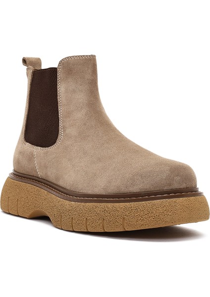 Erkek Vizon Kalın Tabanlı Süet Deri Chelsea Bot 25WFD650210