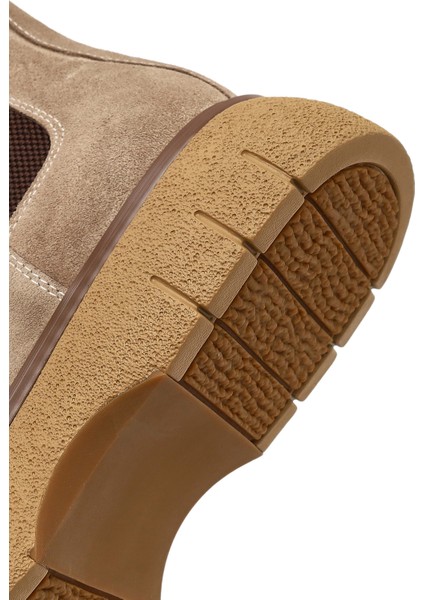 Erkek Vizon Kalın Tabanlı Süet Deri Chelsea Bot 25WFD650210