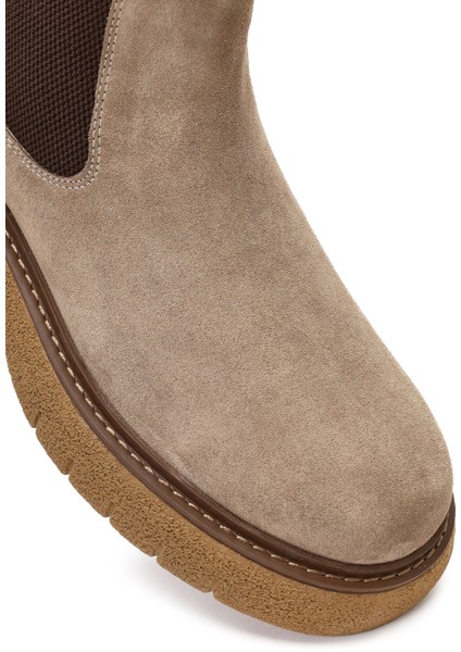 Erkek Vizon Kalın Tabanlı Süet Deri Chelsea Bot 25WFD650210