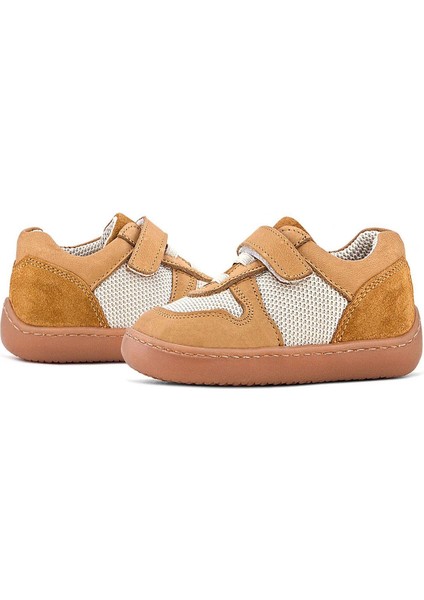 Bob Hakiki Deri Taba Krem Barefoot Cırtlı Lastikli Bebek Sneaker Ayakkabı