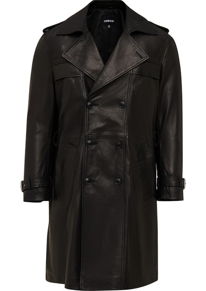 Bellingham Erkek Siyah Oversize Deri Trençkot 24WGD65499M modelleri