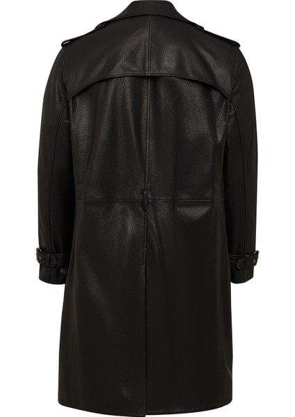 Bellingham Erkek Siyah Oversize Deri Trençkot 24WGD65499M fırsatları