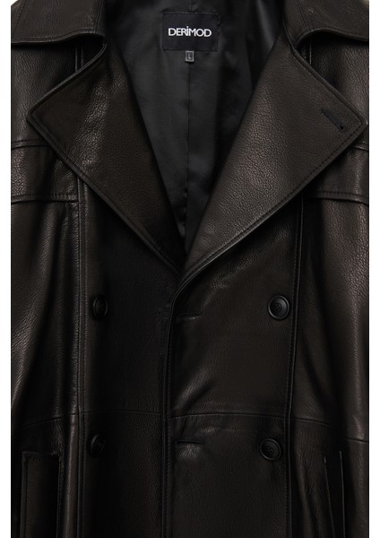 Bellingham Erkek Siyah Oversize Deri Trençkot 24WGD65499M indirimleri