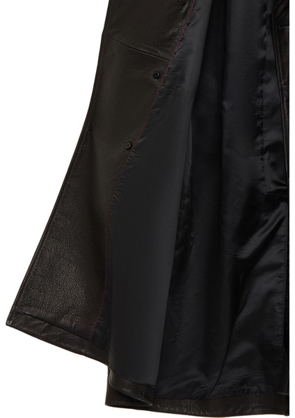 Bellingham Erkek Siyah Oversize Deri Trençkot 24WGD65499M