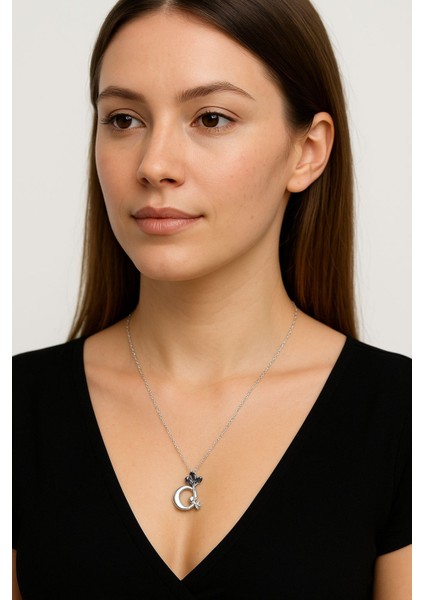 Çelik Ayda Oturan Balonlu Kız Kolye 24 cm