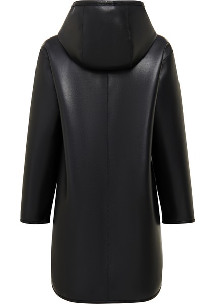 Artesina Kadın Siyah Kapüşonlu Teddy Deri Kaban 24WGP5287FF fiyatları