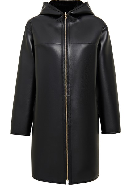 Artesina Kadın Siyah Kapüşonlu Teddy Deri Kaban 24WGP5287FF modelleri