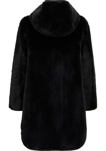 Artesina Kadın Siyah Kapüşonlu Teddy Deri Kaban 24WGP5287FF fırsatları