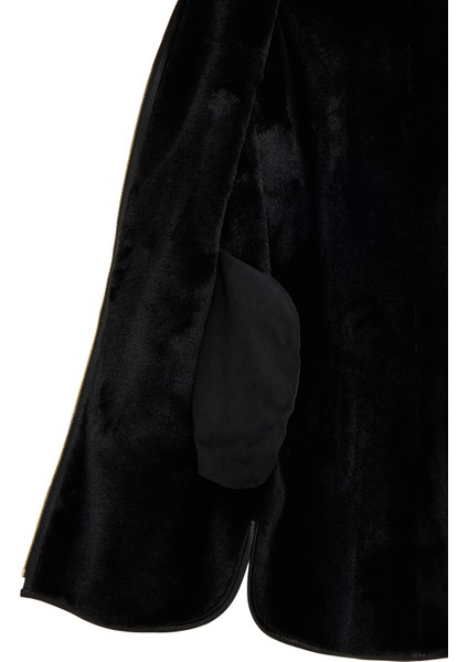 Artesina Kadın Siyah Kapüşonlu Teddy Deri Kaban 24WGP5287FF indirimleri