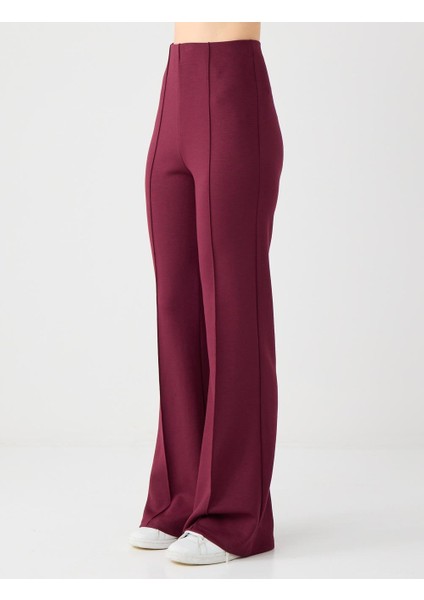 Bordo Yüksek Bel Bol Paça Modal Jogger Pantolon fırsatları