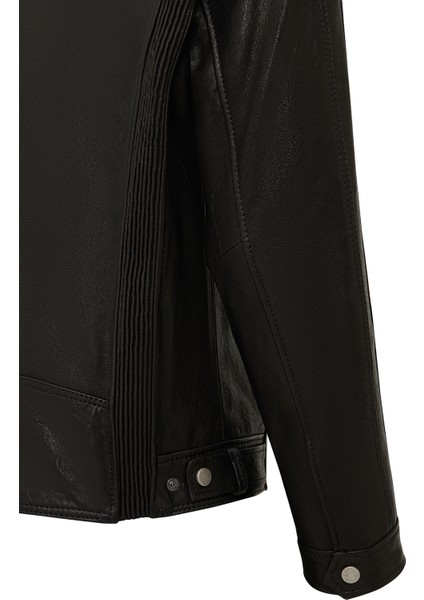 Towns Erkek Siyah Slim-Fit Kısa Deri Ceket 25WGF65872Z