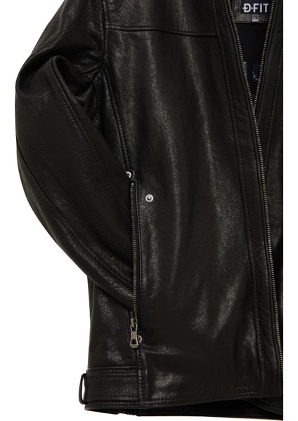 Towns Erkek Siyah Slim-Fit Kısa Deri Ceket 25WGF65872Z