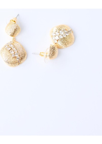 Altın Rengi Taş Detaylı Yuvaralak Sallanan Küpe fiyatları