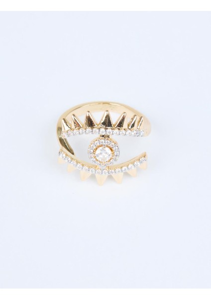 Altın Rengi Göz Figürlü Parlak Taşlı Yüzük modelleri