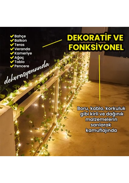 5 Metre Doğal Sarmaşık Yapraklı Su Geçirmez Dekoratif 50 LED Lamba