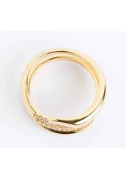 Altın Rengi Parlak Taş Detaylı Sarmal Yüzük modelleri