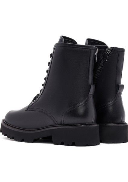 Kadın Siyah Fermuarlı Deri Postal Bot 25WFD281218