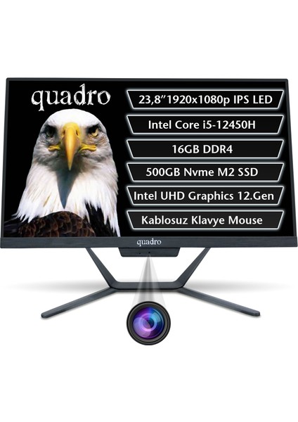 Stark A224 25166 23.8" IPS Ci5 12450H 16GB 500GB Nvme Ob VGA Freedos