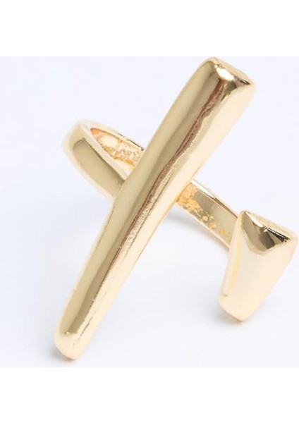 Altın Rengi Minimal Çizgi Figürlü Zarif Yüzük