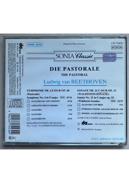 Ludwig Van Beethoven Symphonie N° 6 Pastorale CD (Orijinal 1998 Dönem Baskı Cd) fiyatları