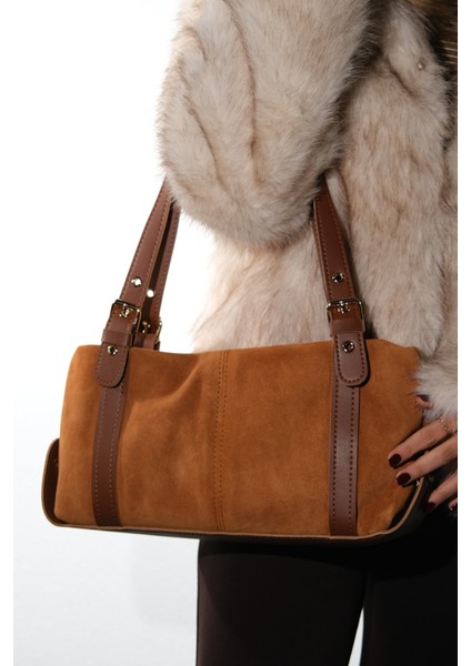 Nerına Taba Süet Hakiki Deri Kadın Kol Çantası