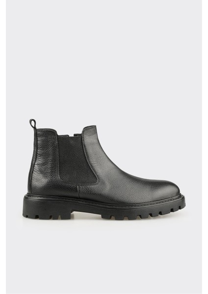 Siyah Deri Erkek Günlük Bot