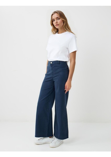 Lacivert Normal Bel Ispanyol Paça Dokuma Pantolon fiyatları