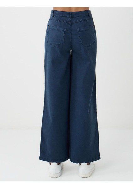 Lacivert Normal Bel Ispanyol Paça Dokuma Pantolon indirimleri