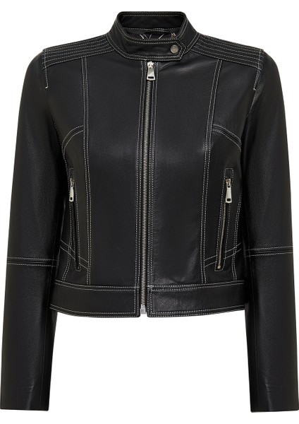 Joy Kadın Siyah Kısa Deri Ceket 25WGE5617JB