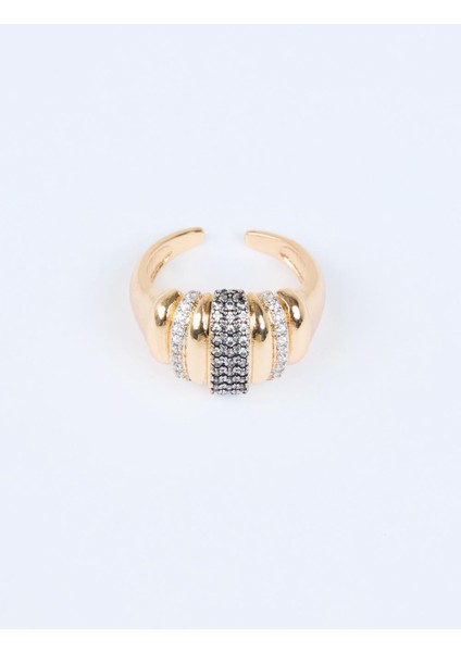 Altın Rengi Taş Detaylı Ayarlanabilir Modern Yüzük fiyatları