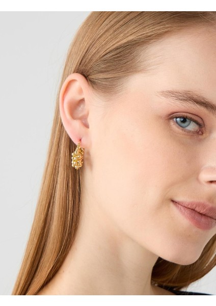 Altın Rengi Çoklu Top Figürlü Halka Küpe