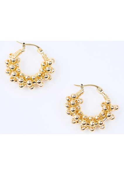 Altın Rengi Çoklu Top Figürlü Halka Küpe modelleri