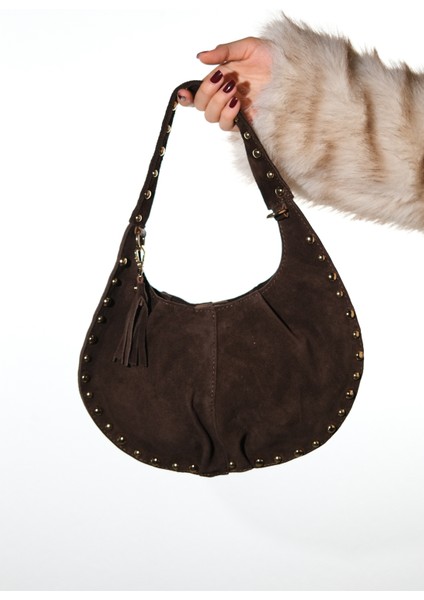 Antıno Kahverengi Süet Hakiki Deri Troklu Kadın Kol Çantası fiyatları