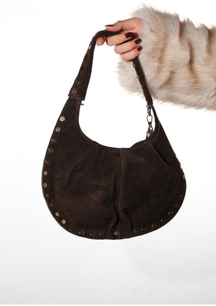 Antıno Kahverengi Süet Hakiki Deri Troklu Kadın Kol Çantası fırsatları