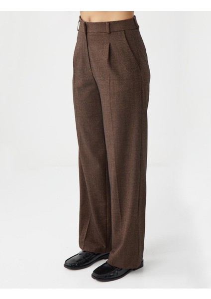 Acı Kahve Bol Paça Normal Bel Uzun Dokuma Pantolon fırsatları