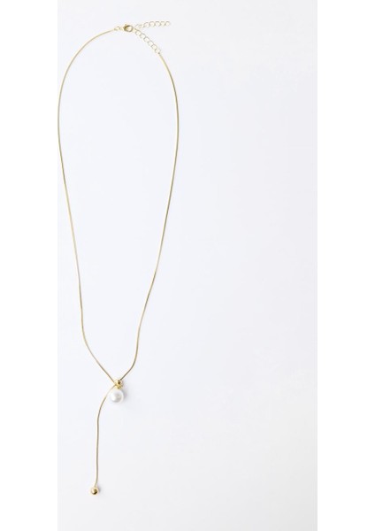 Altın Rengi Inci Detaylı Metal Top Figürlü Ayarlanabilir Kolye fiyatları