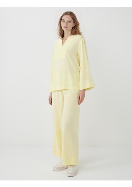 Sarı Normal Paça Normal Bel Düz Kesim Dokuma Pantolon fiyatları