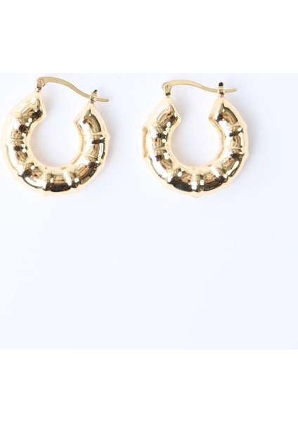 Altın Rengi Kıvrım Halka Küpe