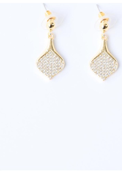 Altın Rengi Işıltılı Form Küpe