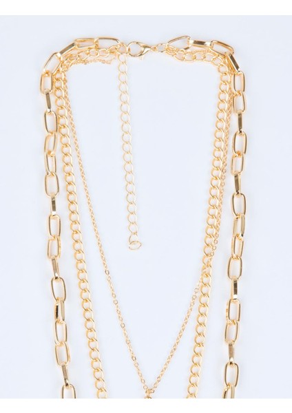 Altın Rengi Inci Detaylı Çok Zincirli Ayarlanabilir Kolye modelleri