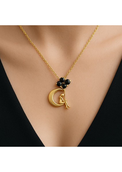 Çelik Ayda Oturan Balonlu Kız Kolye 24 cm fiyatları