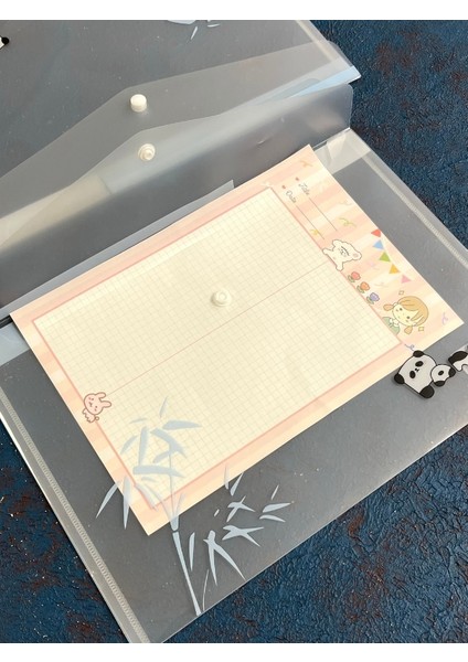 2’li Şeffaf Tek Bölmeli Panda Desenli Çıtçıtlı Mavi Pembe A4 Dosya/belge Dosyası/düzenleyici Klasör fiyatları