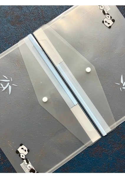 2’li Şeffaf Tek Bölmeli Panda Desenli Çıtçıtlı Mavi Pembe A4 Dosya/belge Dosyası/düzenleyici Klasör indirimleri