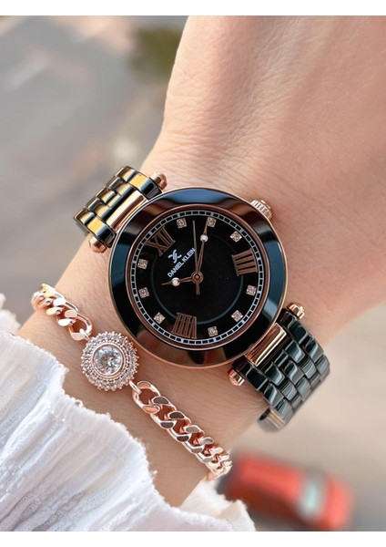 Seramik Kordon Taşlı Kadran 2 Yıl Garantili 3 Atm Kadın Kol Saati+Bileklik Hediyeli Sm5