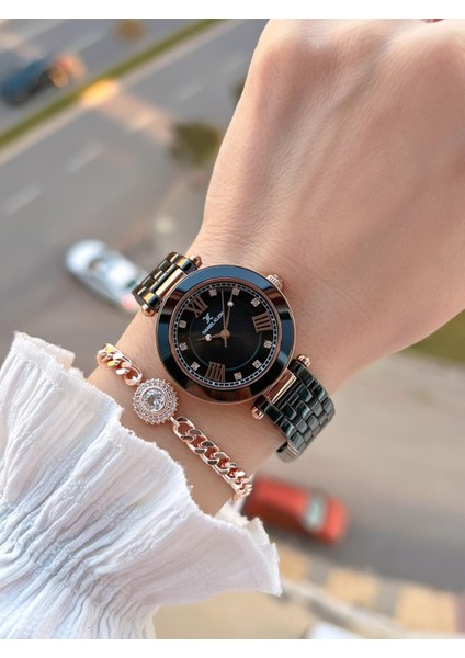 Seramik Kordon Taşlı Kadran 2 Yıl Garantili 3 Atm Kadın Kol Saati+Bileklik Hediyeli Sm5 fiyatları