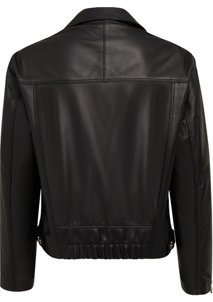 Vanessa Kadın Siyah Gömlek Yaka Kısa Oversize Deri Ceket 25WGD5325U4 fiyatları