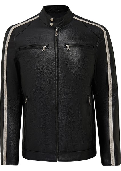 Middleton Erkek Siyah Slim-Fit Kısa Deri Ceket 25WGF6583CY